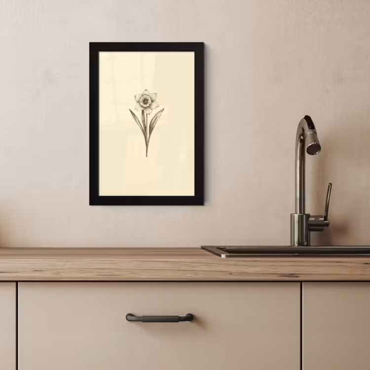 Poster met lijst - Zwart - Narcis - Illustratie — 2