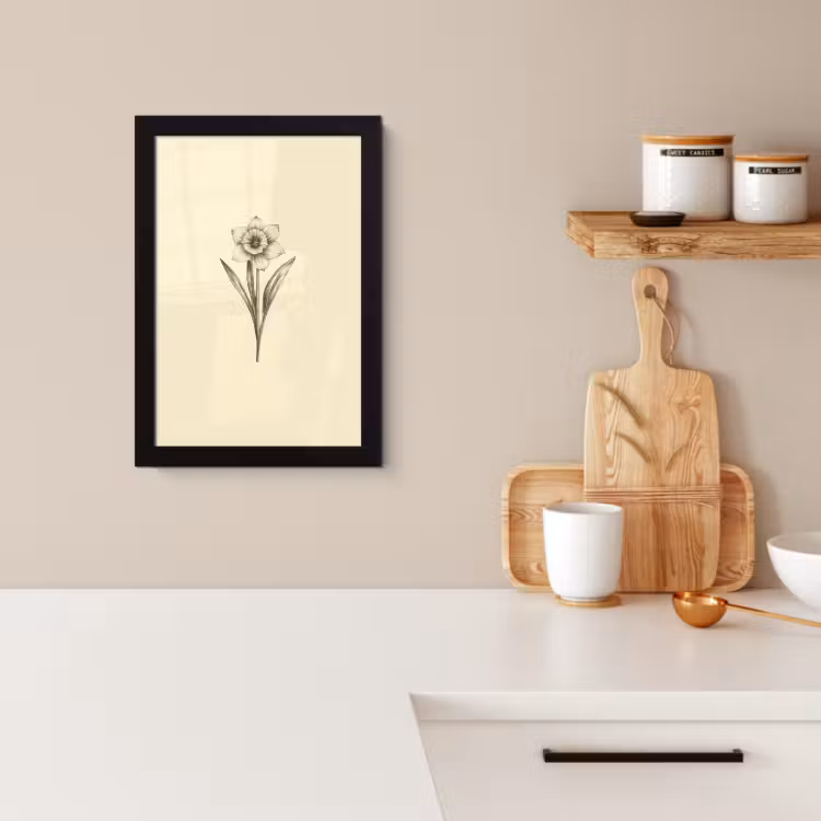 Poster met lijst - Zwart - Narcis - Illustratie — 3