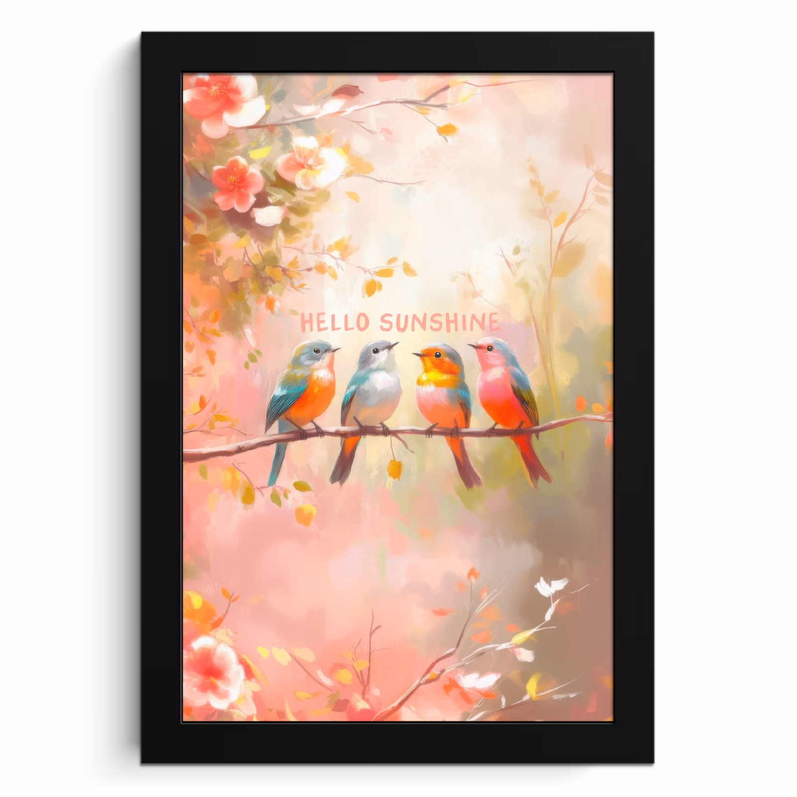 Poster met lijst - Vogels - Tak - Quote - Roze — 1
