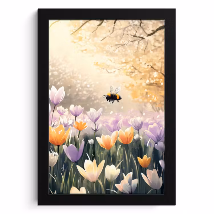 Poster met lijst - Viooltjes - bij - Zonlicht — 1