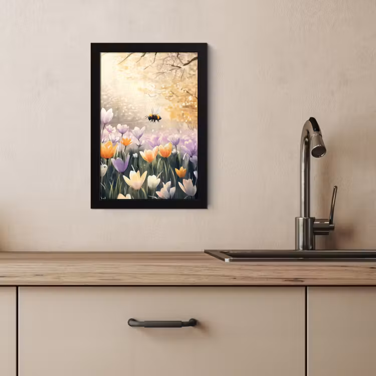 Poster met lijst - Viooltjes - bij - Zonlicht — 3