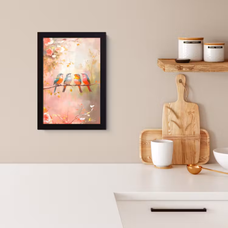 Poster met lijst - Vogels - Kleurrijk - Tak — 2