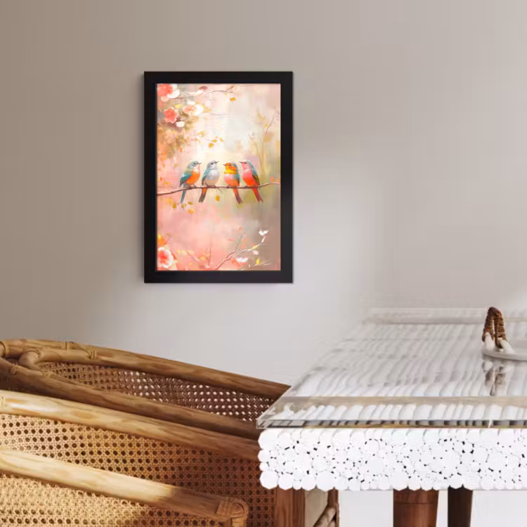 Poster met lijst - Vogels - Kleurrijk - Tak — 4