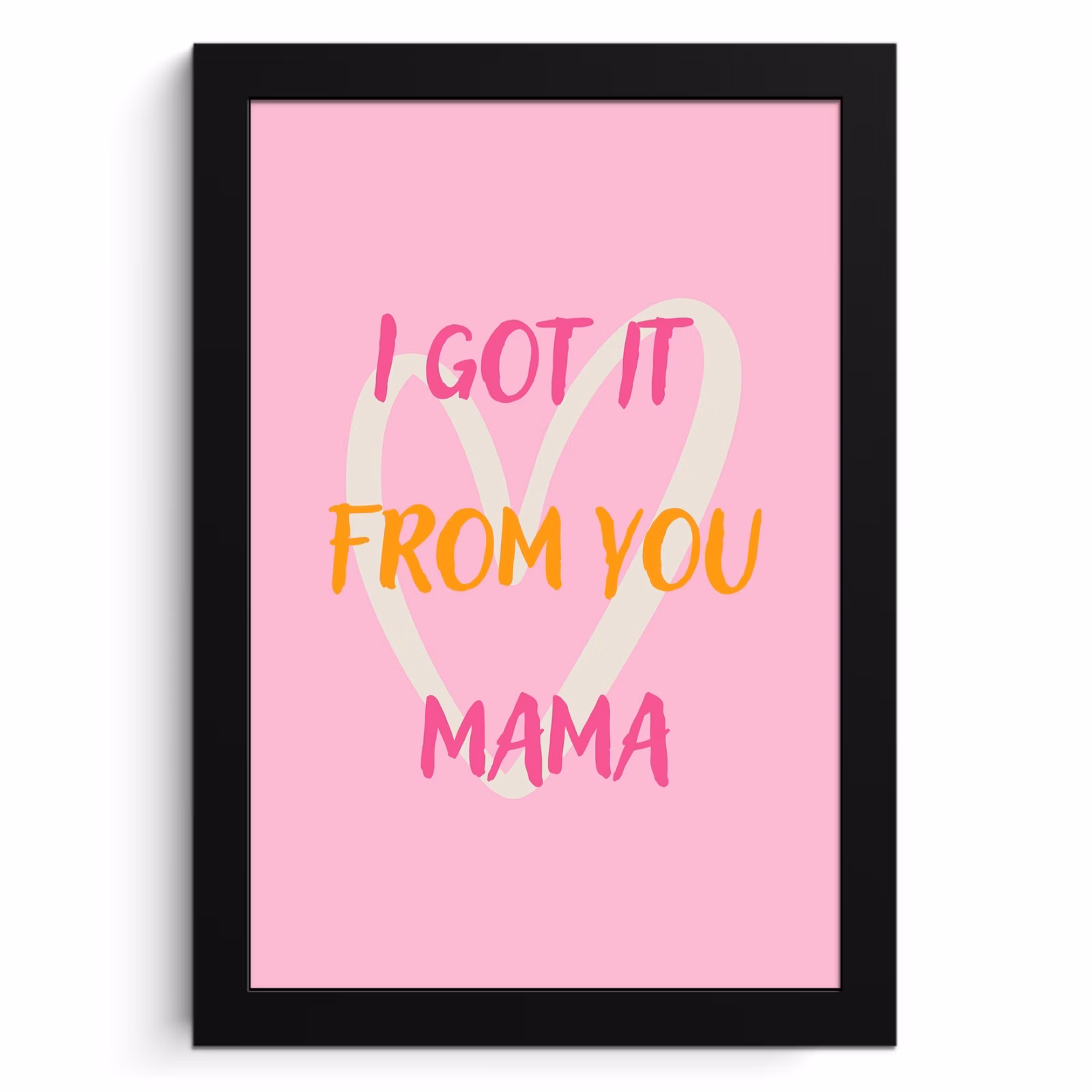 Poster met lijst - Mama - Quote - Hart - Roze — 1