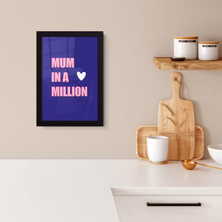 Poster met lijst - Moeder - Tekst - Blauw - Hartje — 2