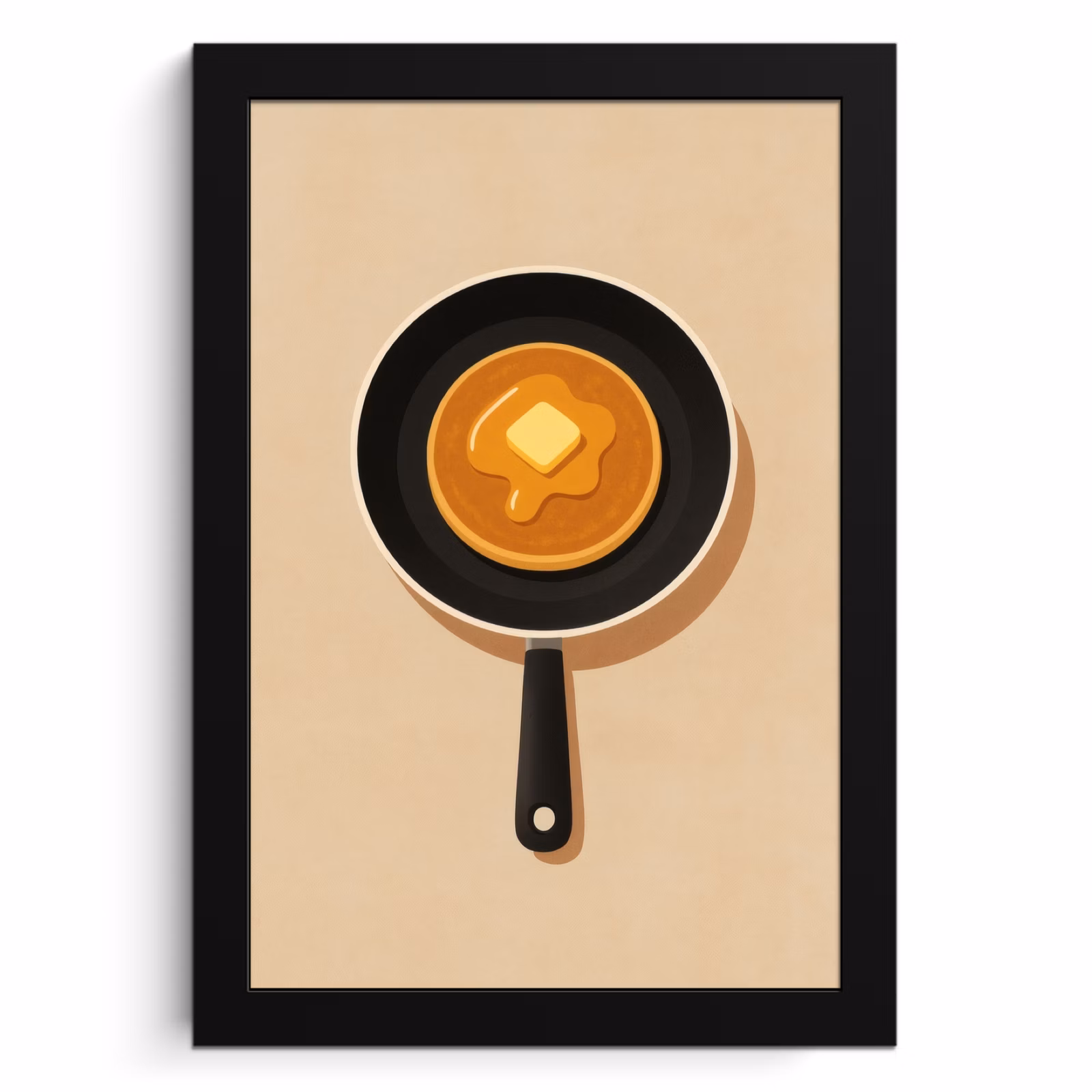 Poster met lijst - Pannenkoek - Koekenpan - Boter - Minimalistisch — 1