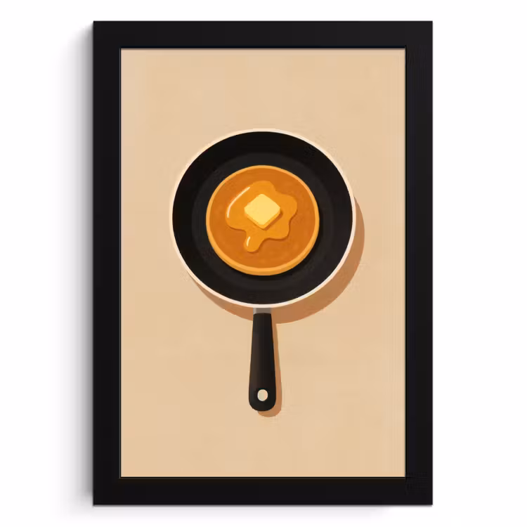 Poster met lijst - Pannenkoek - Koekenpan - Boter - Minimalistisch — 1