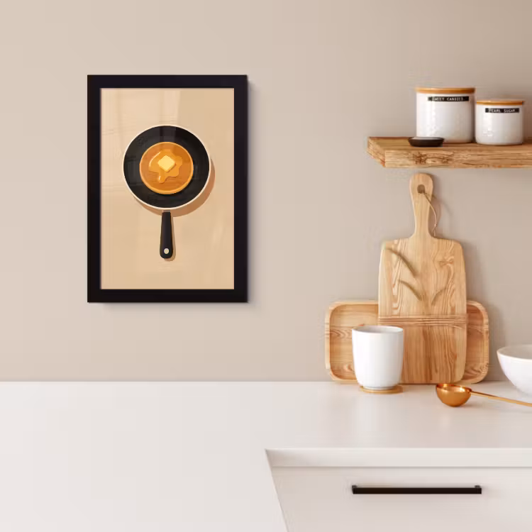 Poster met lijst - Pannenkoek - Koekenpan - Boter - Minimalistisch — 4