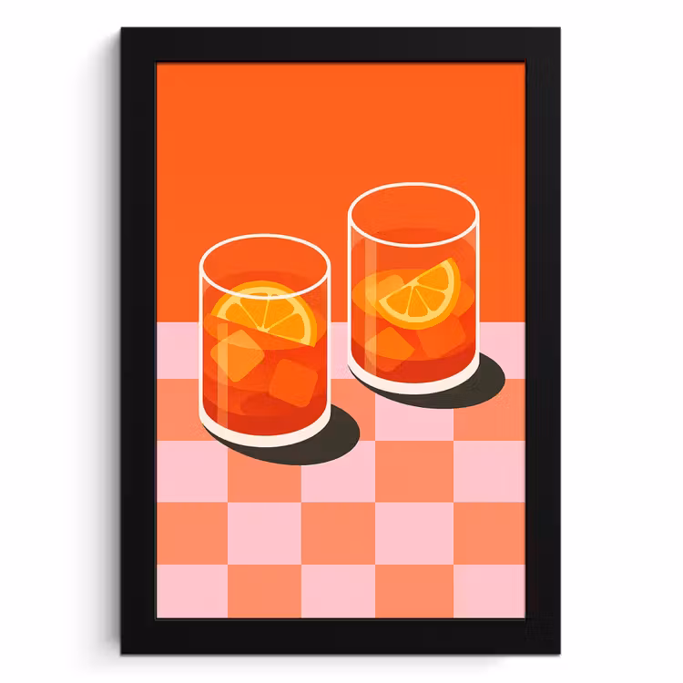 Poster met lijst - Sinaasappel - Glazen - Oranje — 1