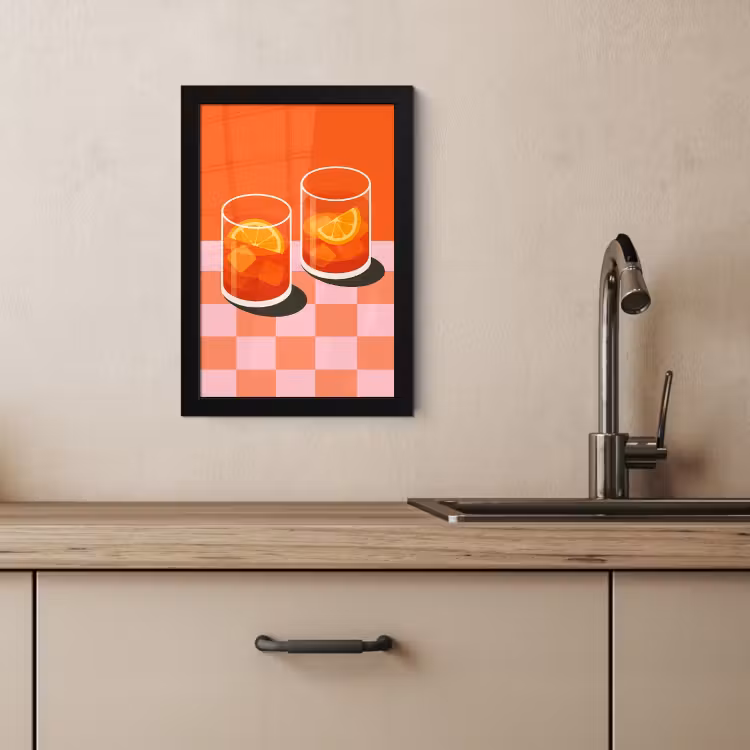 Poster met lijst - Sinaasappel - Glazen - Oranje — 2
