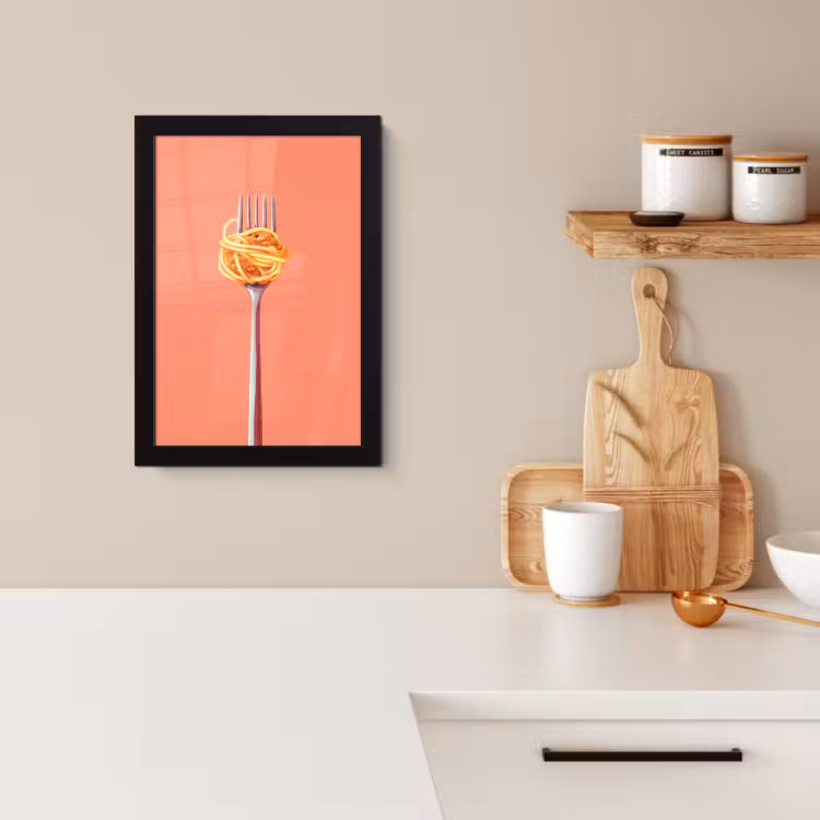 Poster met lijst - Vork - Spaghetti - Artistiek - Roze — 3