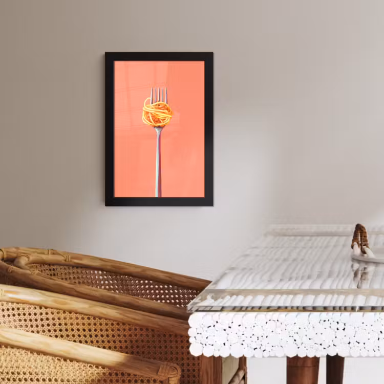 Poster met lijst - Vork - Spaghetti - Artistiek - Roze — 4