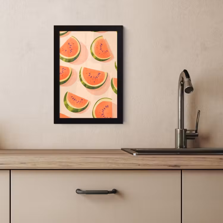 Poster met lijst - Watermeloen - Schijfjes - Pitten - Rood — 4