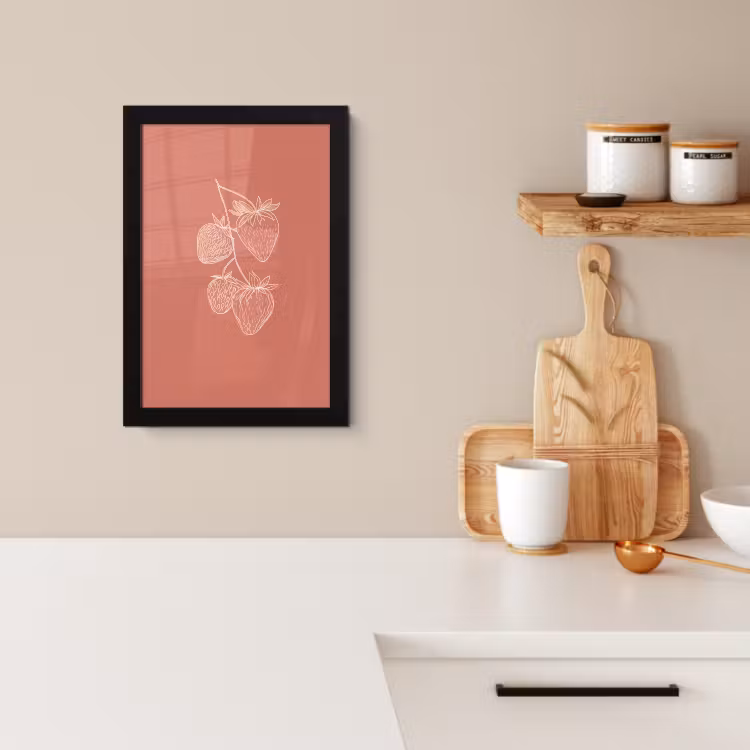 Poster met lijst - Minimalistisch - Illustratie - Aardbei - Tak — 4