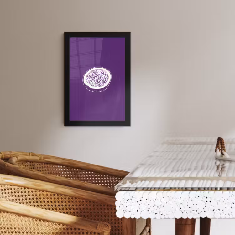 Poster met lijst - Passievrucht - Zaadjes - Paars - Minimalistisch — 4