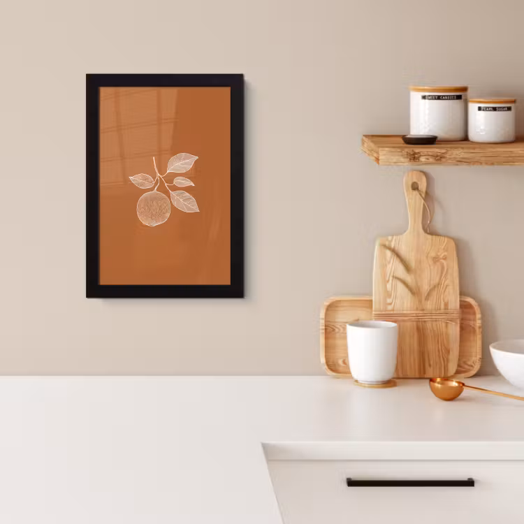 Poster met lijst - Sinaasappel - Getekend - Bladeren - Bruin — 3