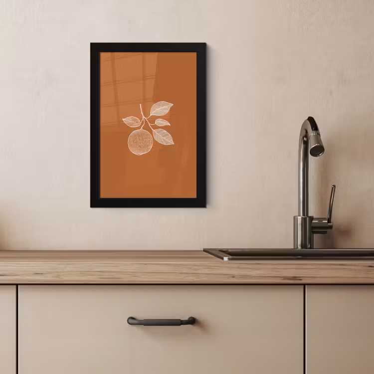 Poster met lijst - Sinaasappel - Getekend - Bladeren - Bruin — 4