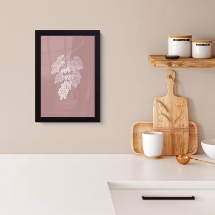 Poster met lijst - Tros - Druiven - Illustratie - Bladeren — 2