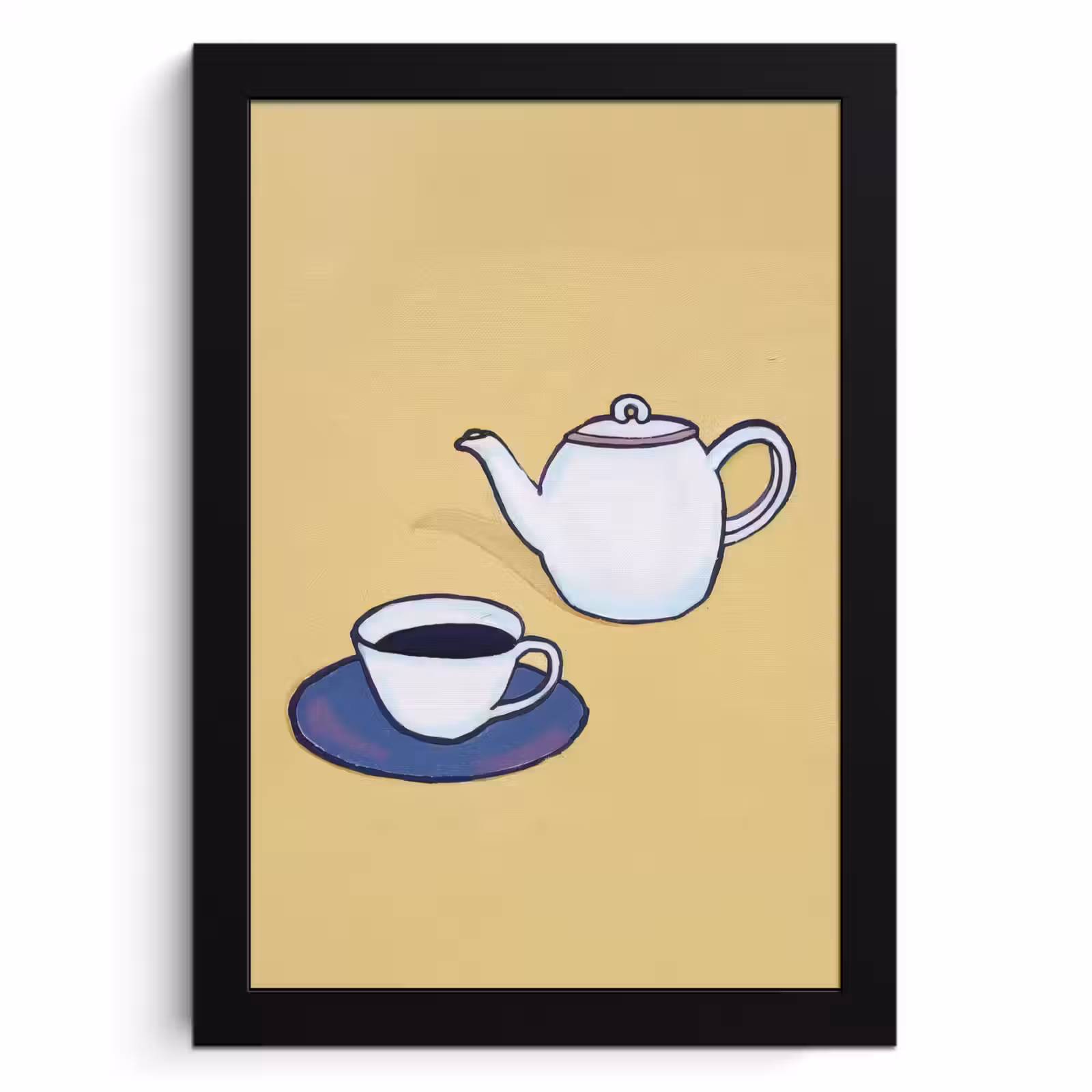 Poster met lijst - Theepot - Kopje - Beige - Illustratie — 1
