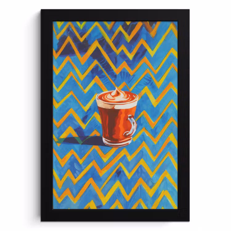 Poster met lijst - Mok - Koffie - Zigzag - Slagroom — 1