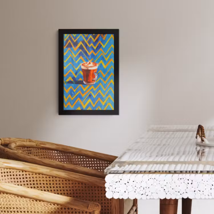 Poster met lijst - Mok - Koffie - Zigzag - Slagroom — 4