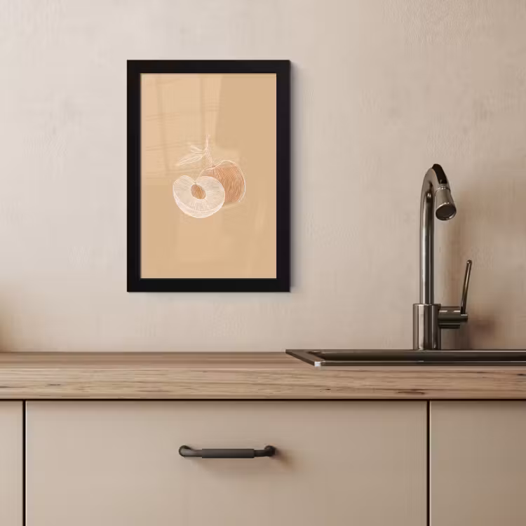 Poster met lijst - Perzik - Lijntekening - Pit - Beige — 2