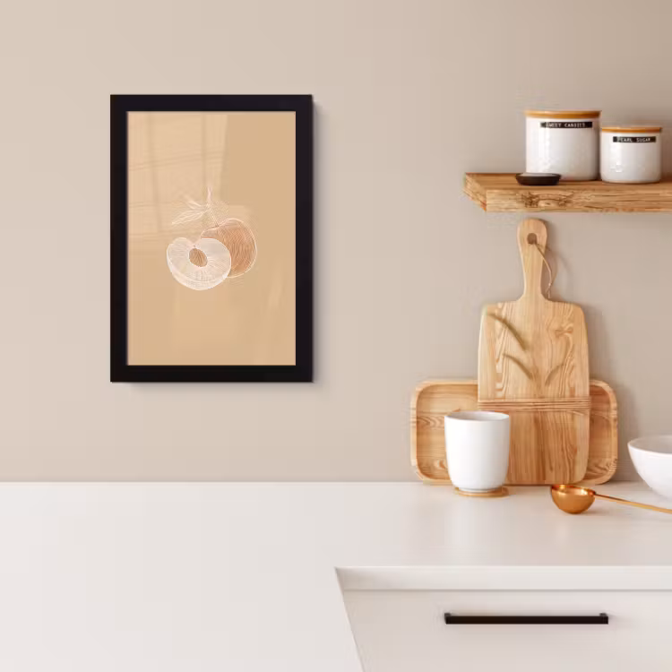Poster met lijst - Perzik - Lijntekening - Pit - Beige — 4