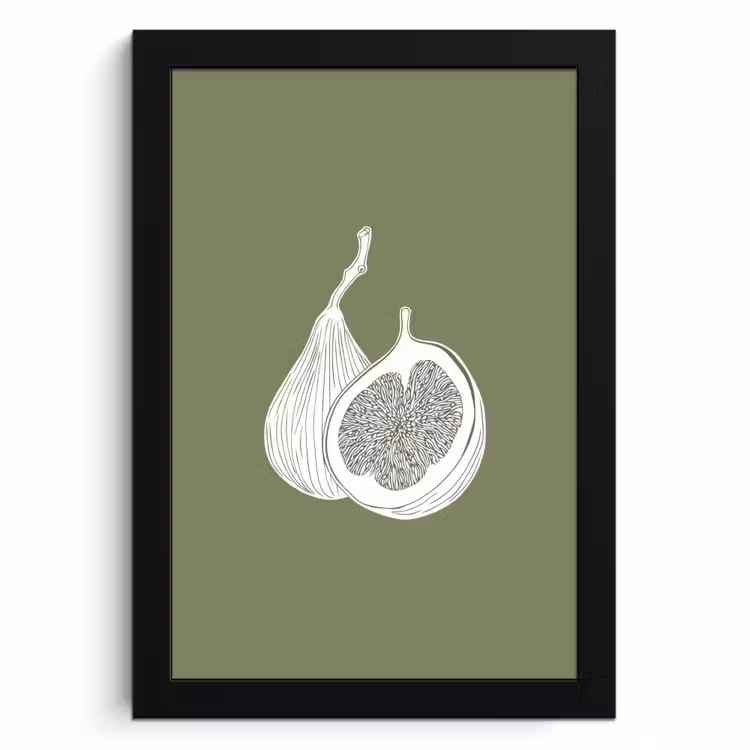 Poster met lijst - Vijgen - Minimalistisch - Getekend - Mosgroen — 1