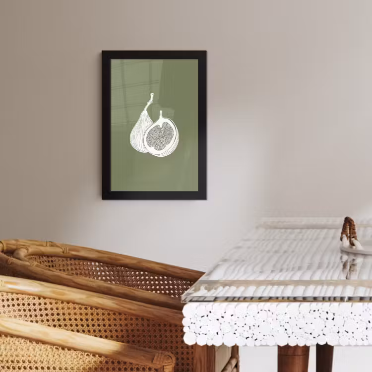 Poster met lijst - Vijgen - Minimalistisch - Getekend - Mosgroen — 2