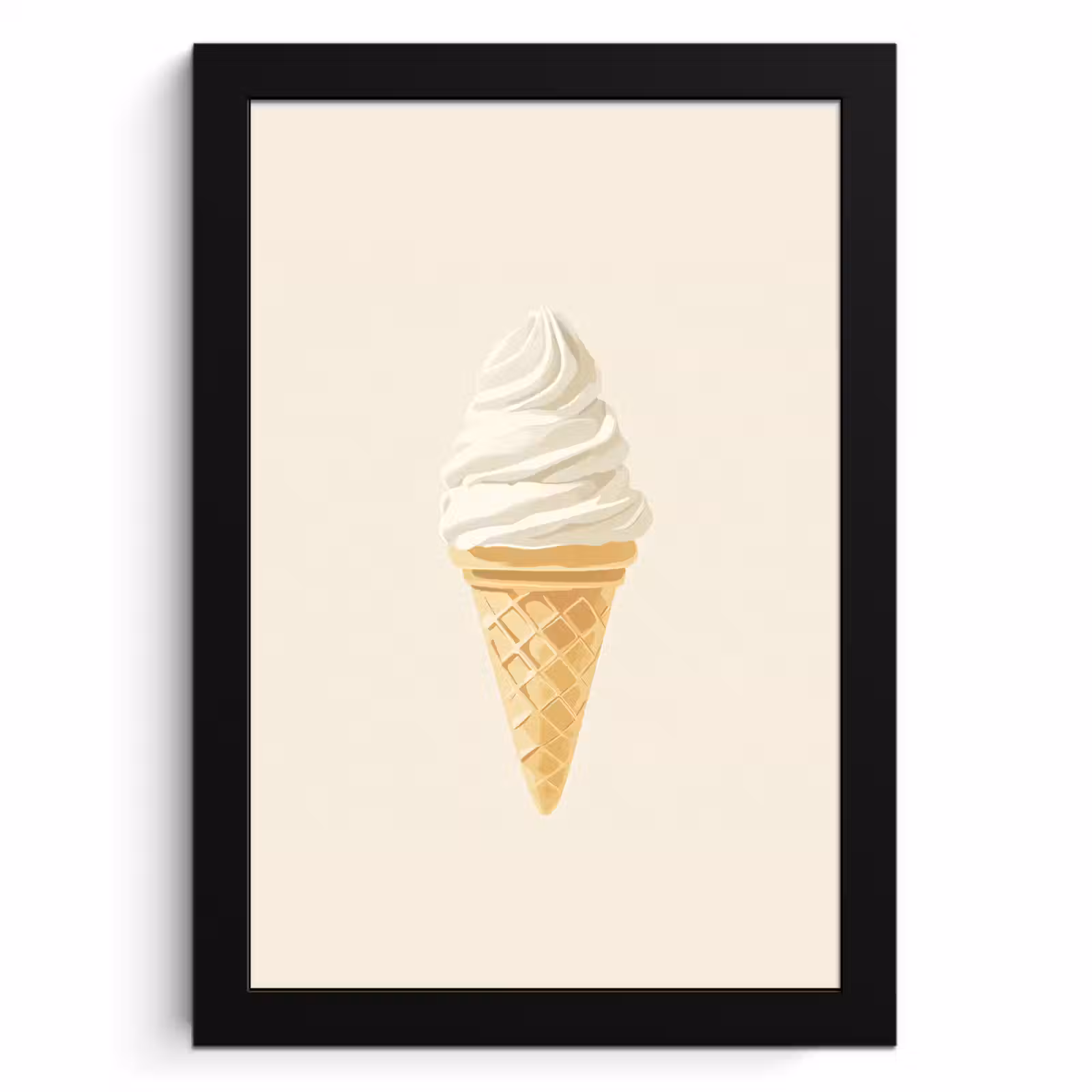 Poster met lijst - Softijs - Hoorntje - Wit — 1