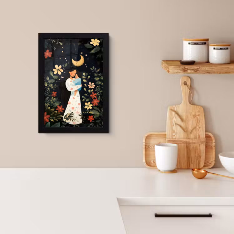 Poster met lijst - Moeder - Kind - Kleurrijk - Bloemen — 4