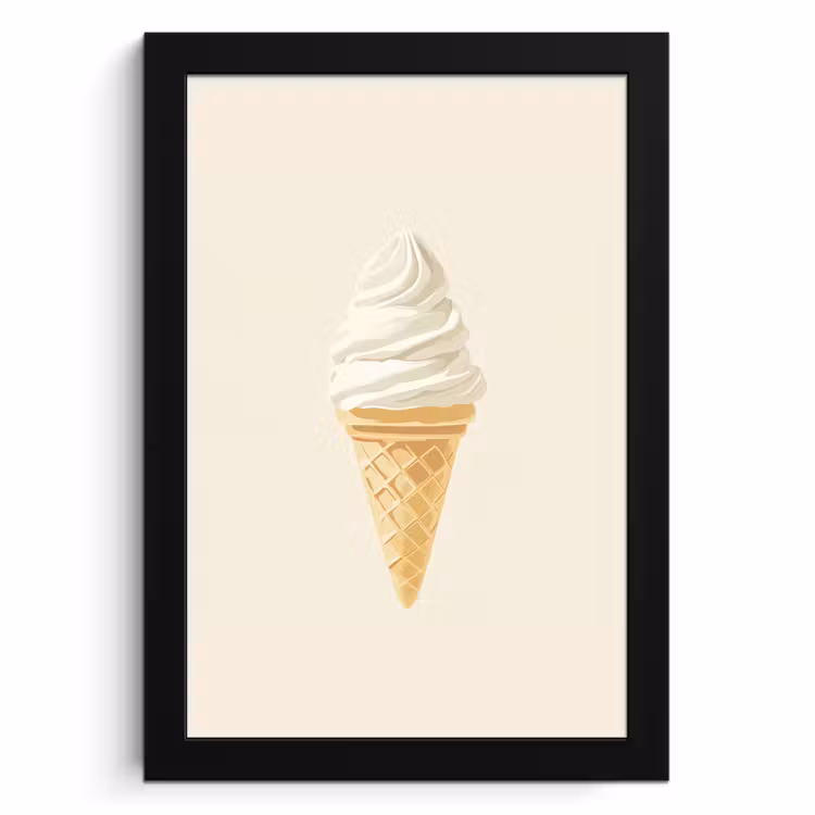 Poster met lijst - Softijs - Hoorntje - Wit — 1