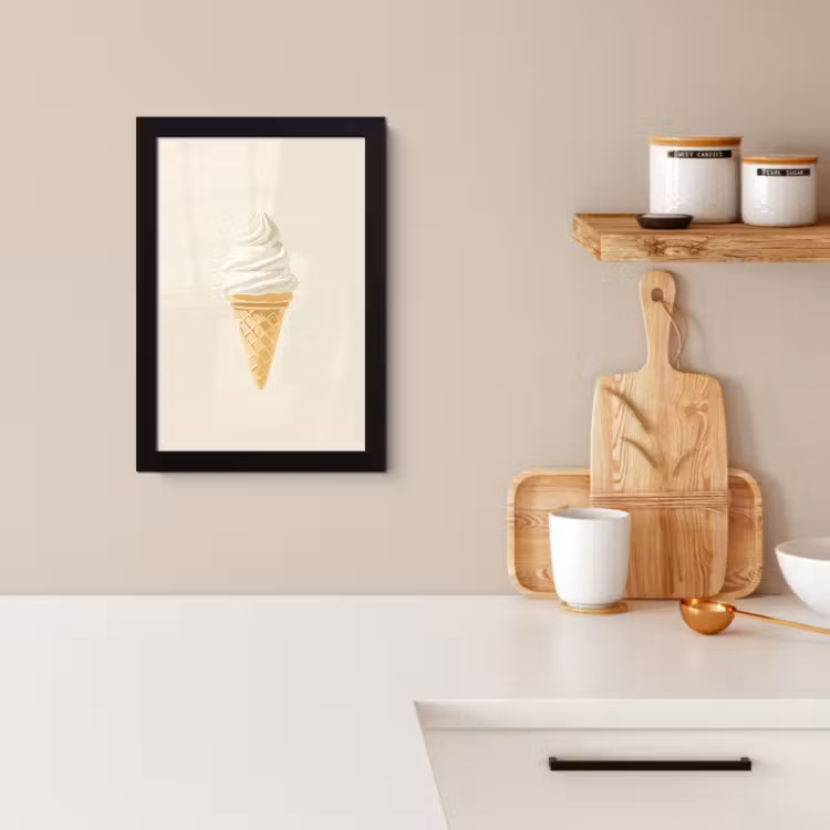 Poster met lijst - Softijs - Hoorntje - Wit — 2