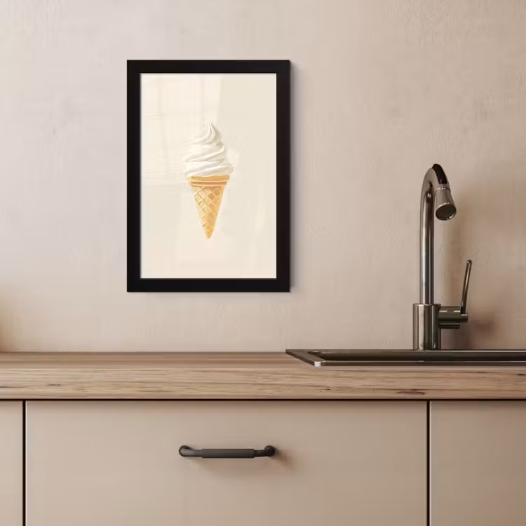 Poster met lijst - Softijs - Hoorntje - Wit — 3