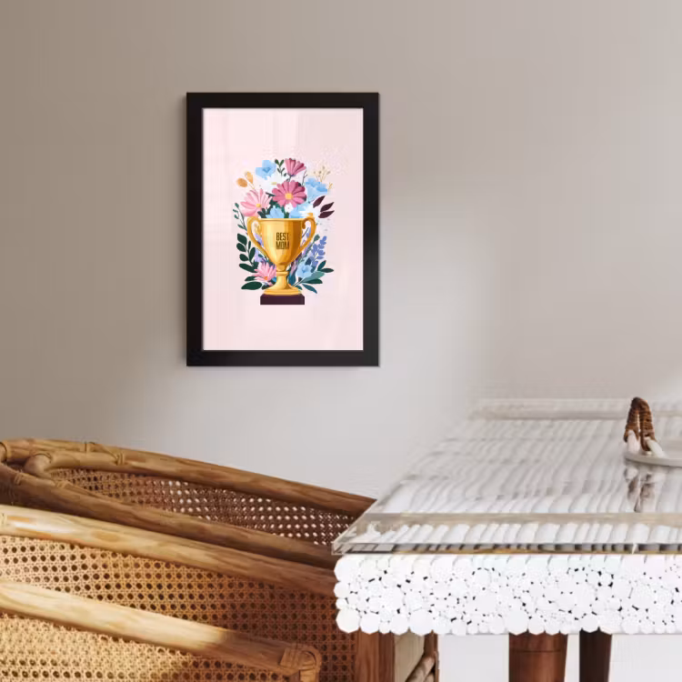 Poster met lijst - Trofee - Best Mom - Bloemen - Kleurrijk — 3
