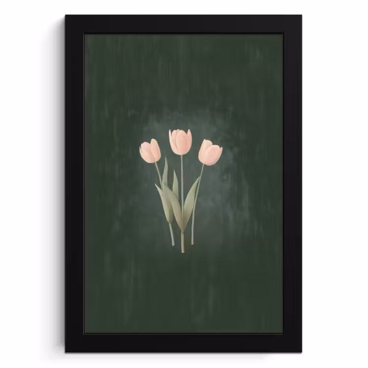 Poster met lijst - Tulpen - Liefde - Donkergroen — 1