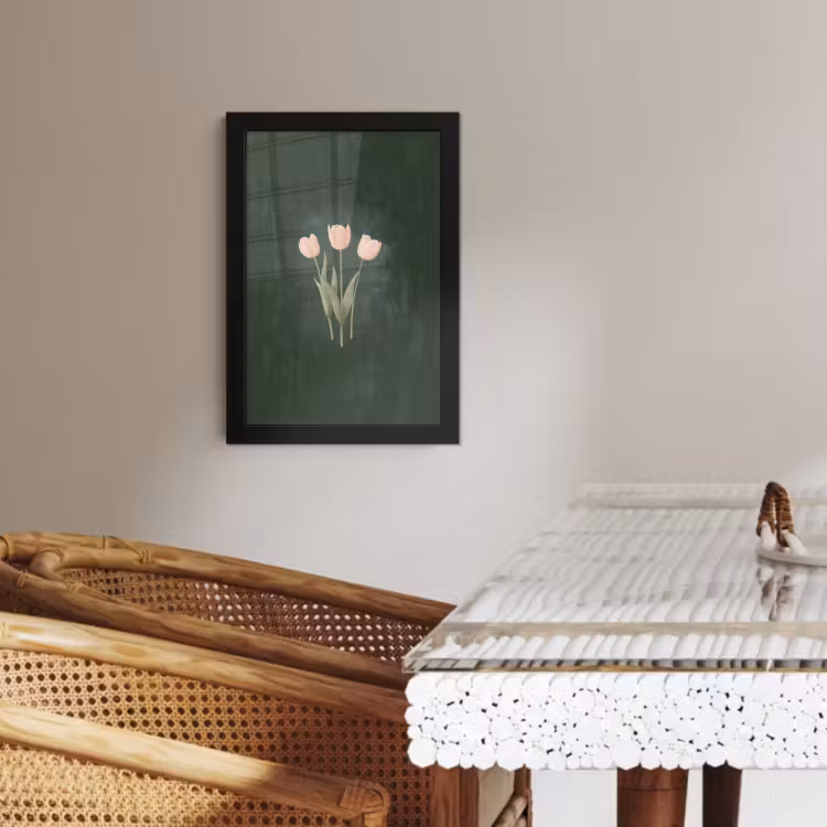 Poster met lijst - Tulpen - Liefde - Donkergroen — 4