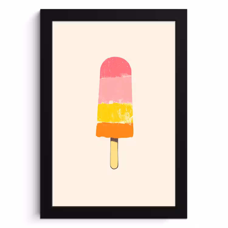 Poster met lijst - Waterijsje - Retro - Stokje - Roze — 1