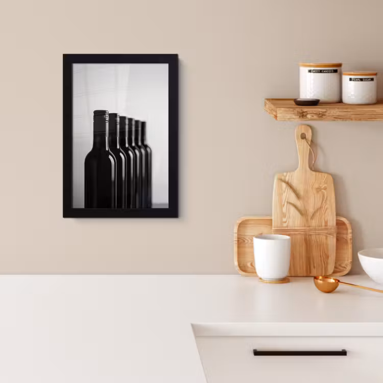 Poster met lijst - Wijnflessen - Zwart - Minimalistisch — 4