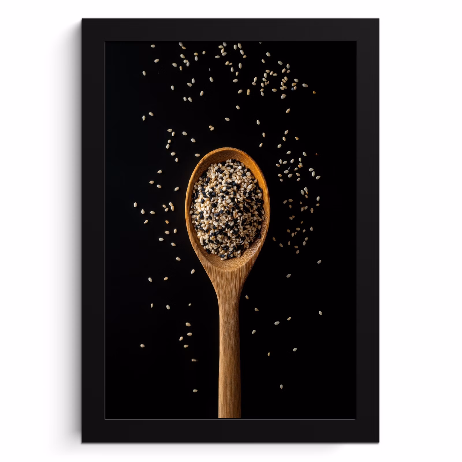Poster met lijst - Sesam - Lepel - Zwart — 1