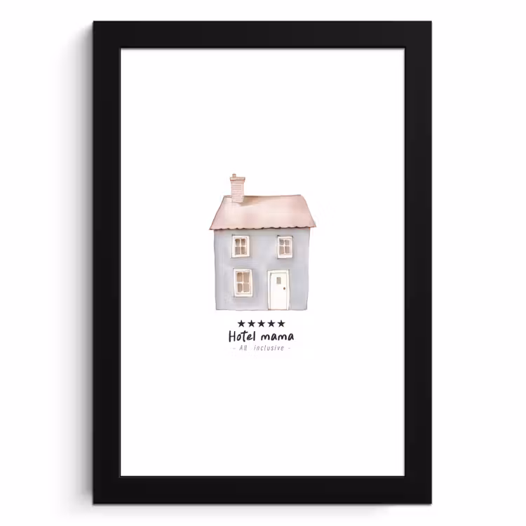 Poster met lijst - Lichtblauw - Huisje - Mama - Tekst — 1