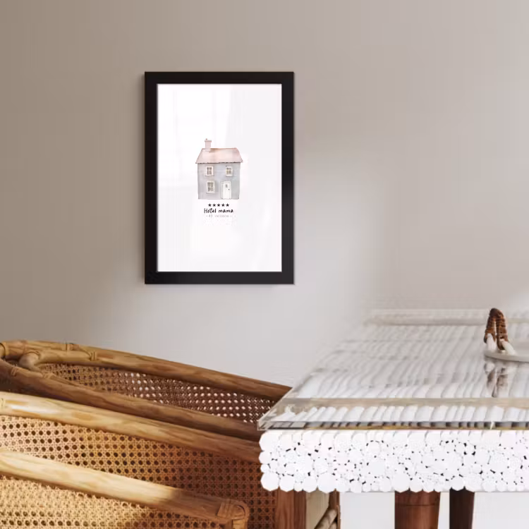 Poster met lijst - Lichtblauw - Huisje - Mama - Tekst — 2
