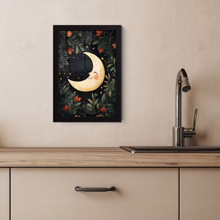Poster met lijst - Maan - Bloemen - Nachthemel — 4