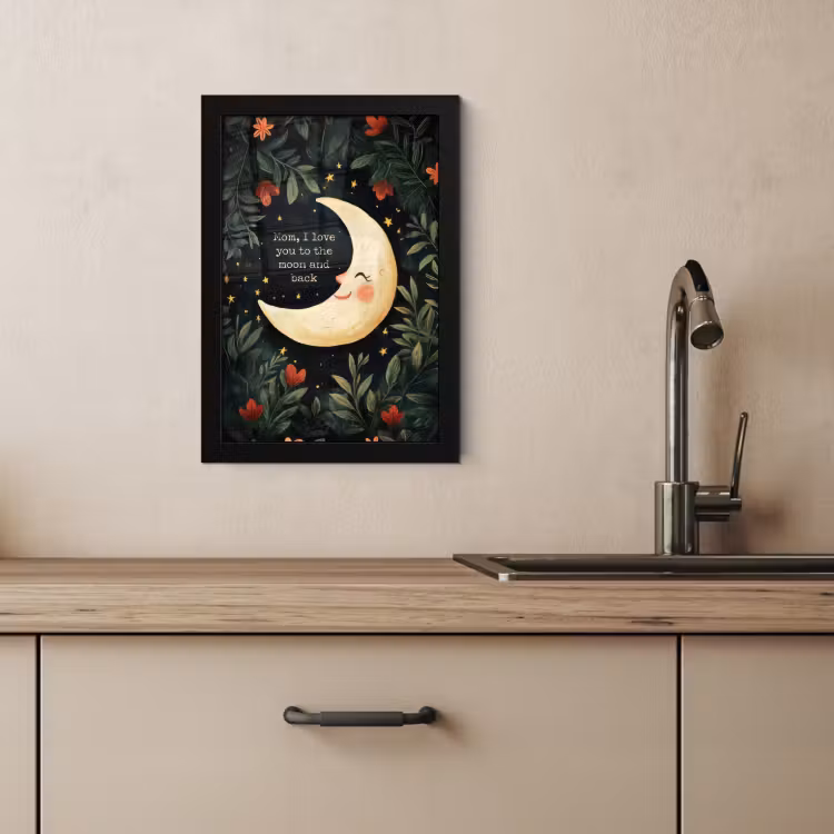 Poster met lijst - Maan - Quote - Bloemen - Sterren — 3