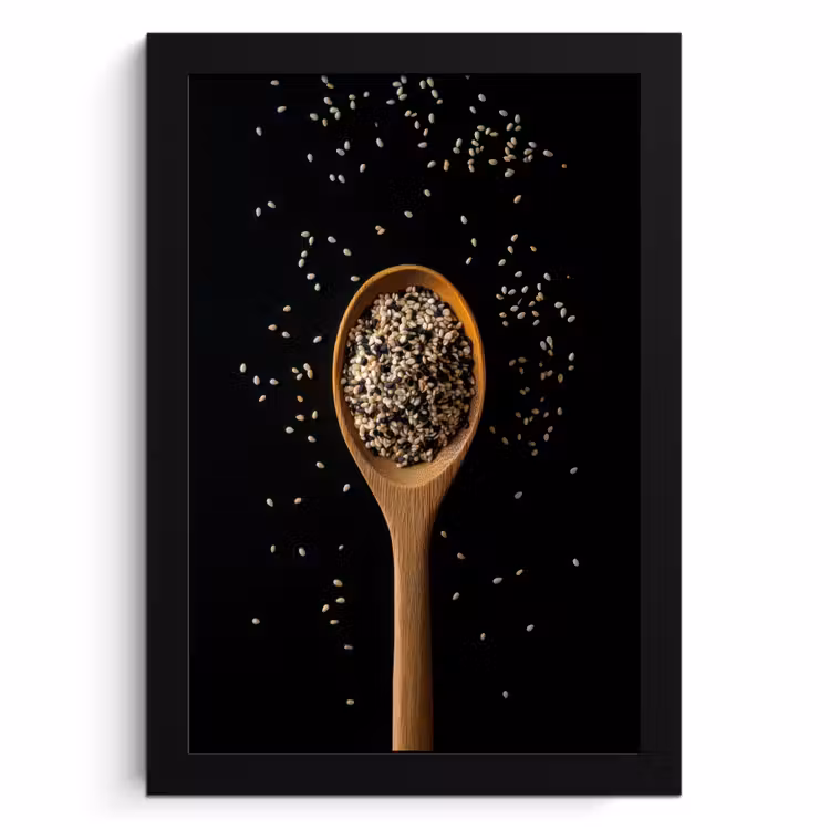 Poster met lijst - Sesam - Lepel - Zwart — 1
