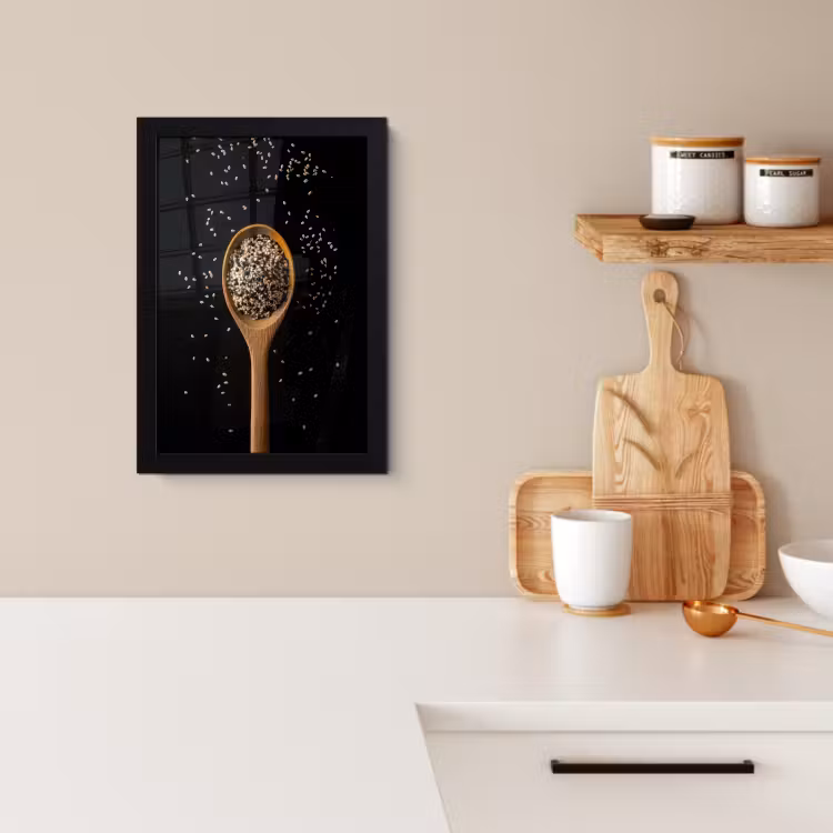 Poster met lijst - Sesam - Lepel - Zwart — 2