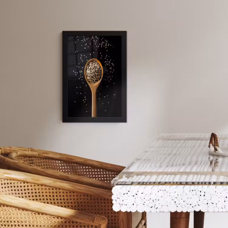 Poster met lijst - Sesam - Lepel - Zwart — 3