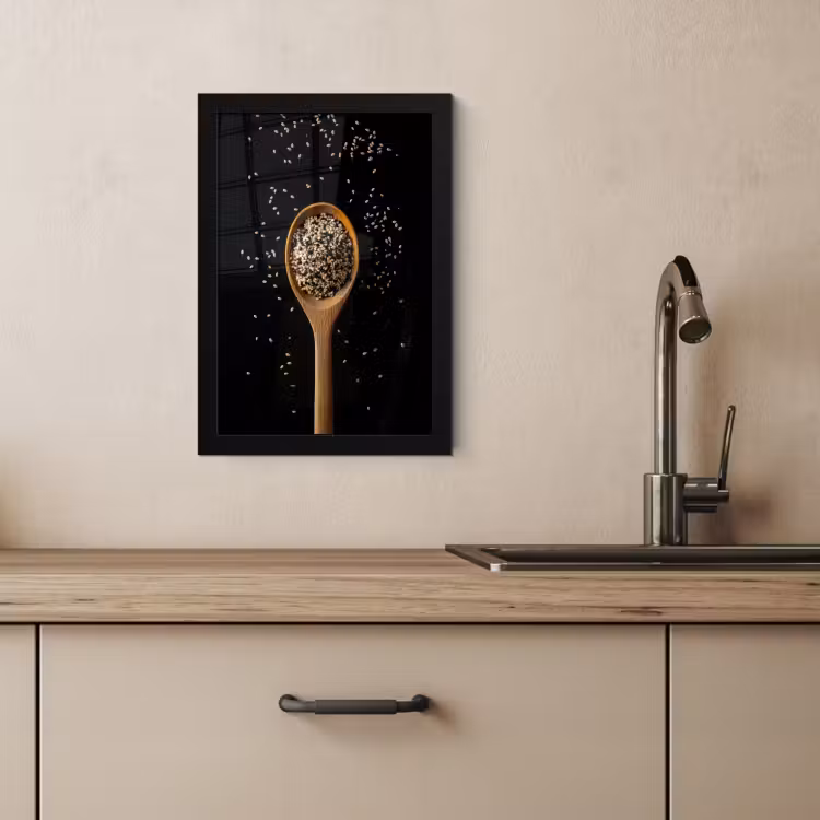 Poster met lijst - Sesam - Lepel - Zwart — 4