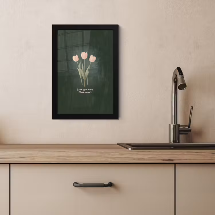 Poster met lijst - Tulpen - Roze - Tekst - Love — 3