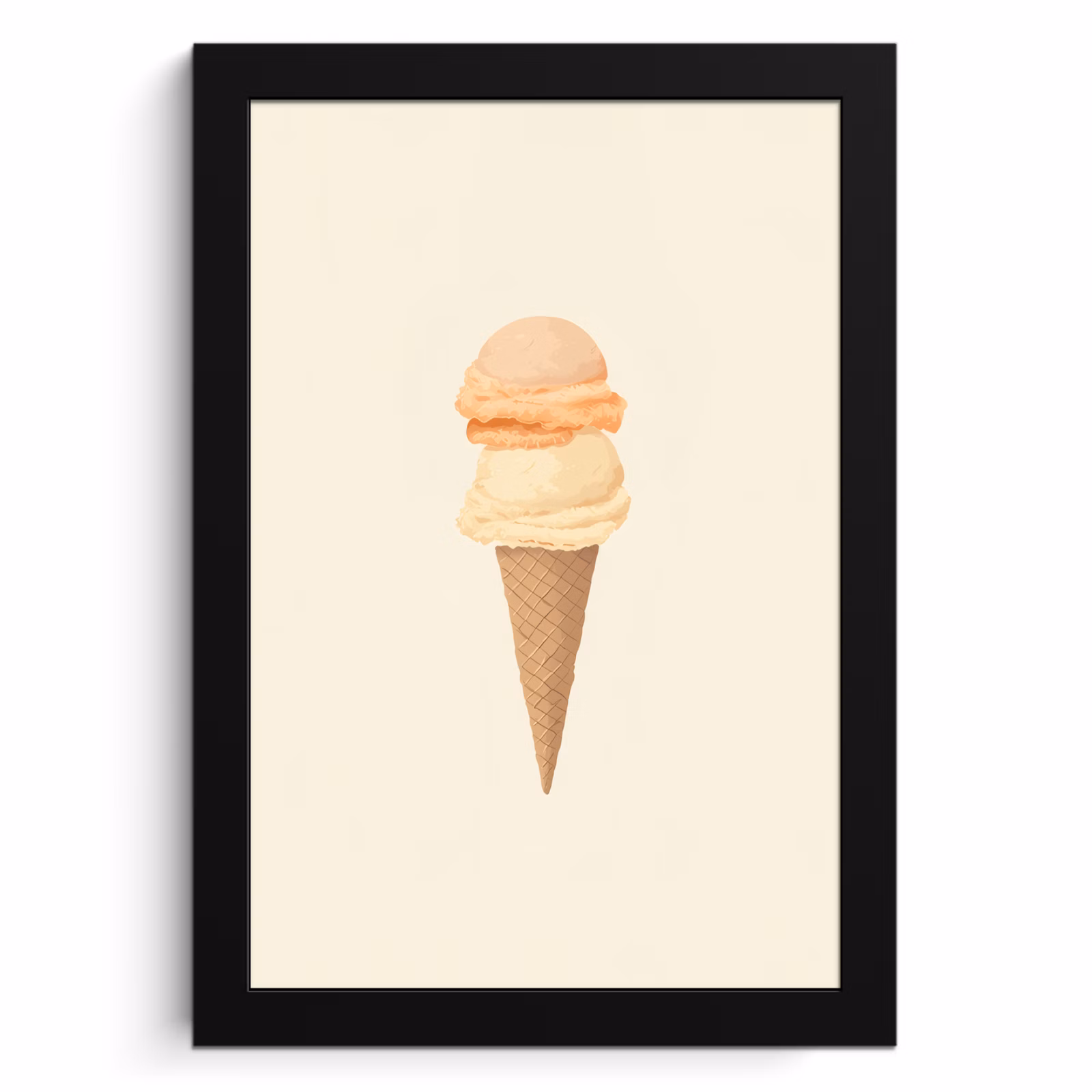 Poster met lijst - Minimalistisch - Schepijs - Hoorntje - Beige — 1